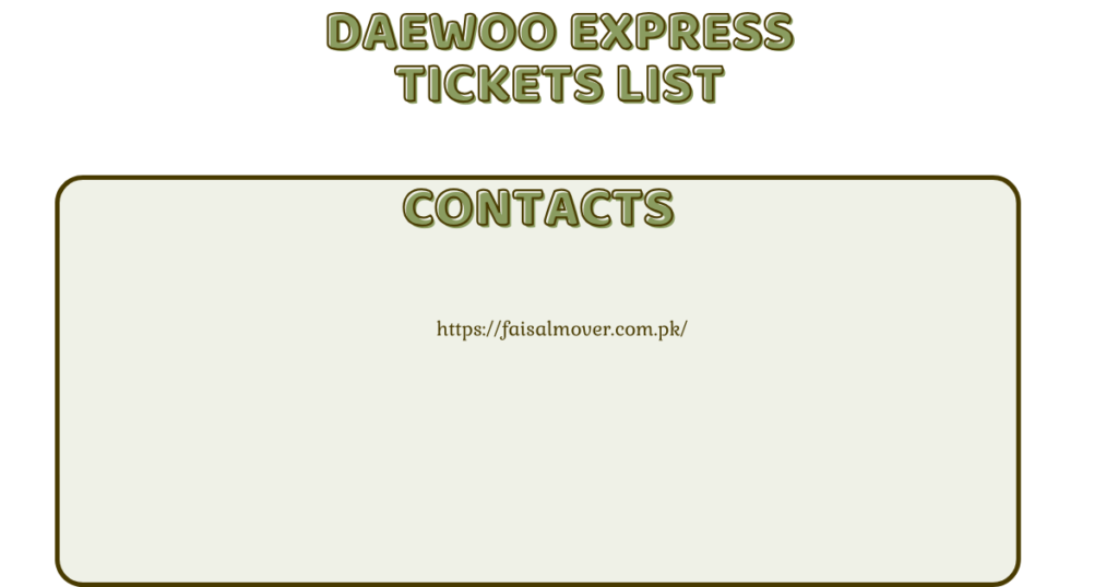 Daewoo Express Ticket Prices